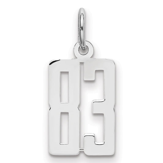 Sterling Silver Silver/Rhodium-Plated Elongated Number 83 Charm