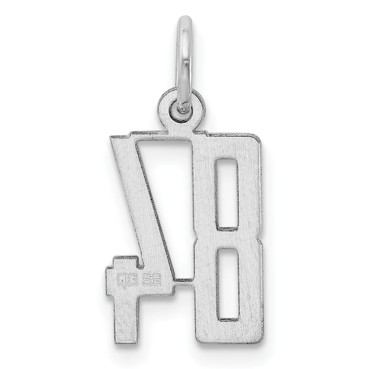 Sterling Silver Silver/Rhodium-Plated Elongated Number 84 Charm