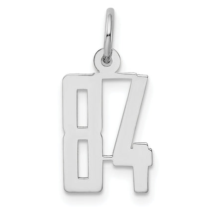 Sterling Silver Silver/Rhodium-Plated Elongated Number 84 Charm
