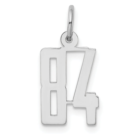 Sterling Silver Silver/Rhodium-Plated Elongated Number 84 Charm
