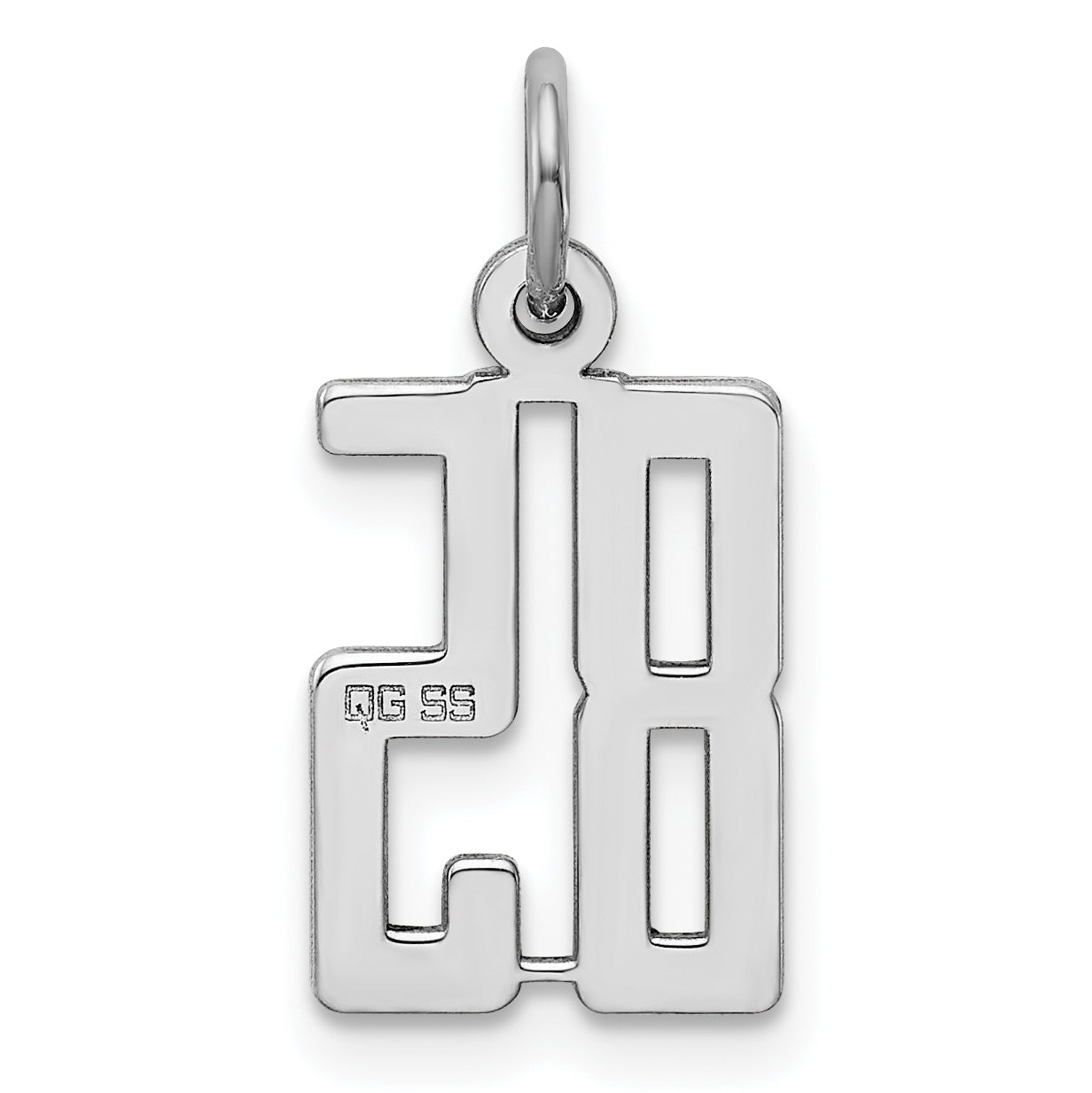 Sterling Silver Silver/Rhodium-Plated Elongated Number 85 Charm