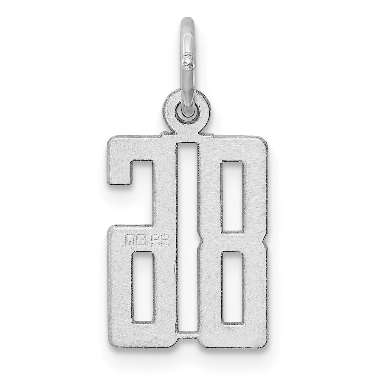 Sterling Silver Silver/Rhodium-Plated Elongated Number 86 Charm