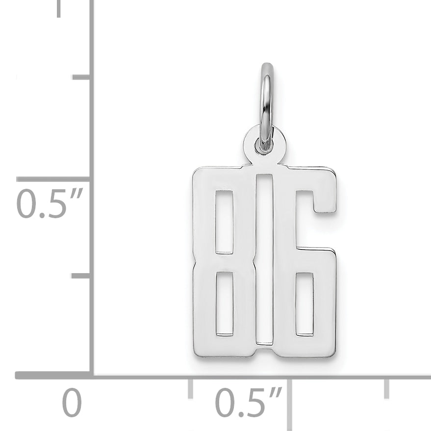 Sterling Silver Silver/Rhodium-Plated Elongated Number 86 Charm
