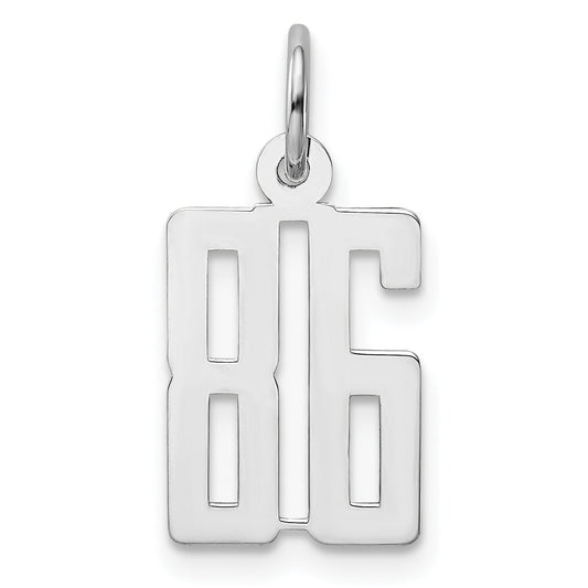 Sterling Silver Silver/Rhodium-Plated Elongated Number 86 Charm