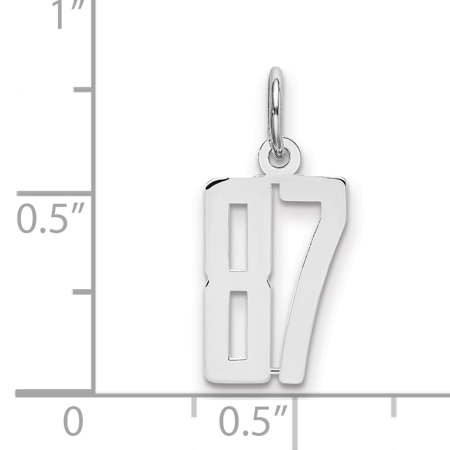 Sterling Silver Silver/Rhodium-Plated Elongated Number 87 Charm