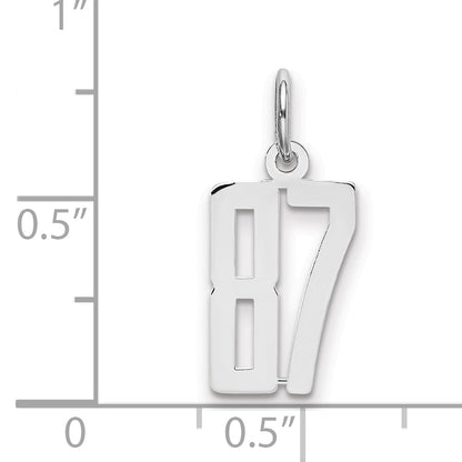 Sterling Silver Silver/Rhodium-Plated Elongated Number 87 Charm