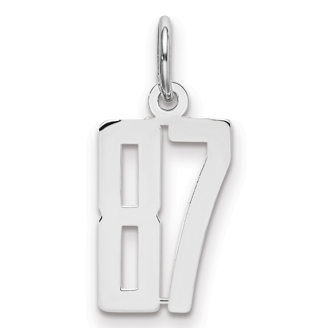 Sterling Silver Silver/Rhodium-Plated Elongated Number 87 Charm