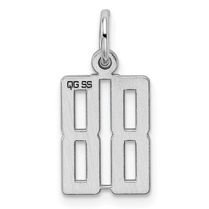 Sterling Silver Silver/Rhodium-Plated Elongated Number 88 Charm