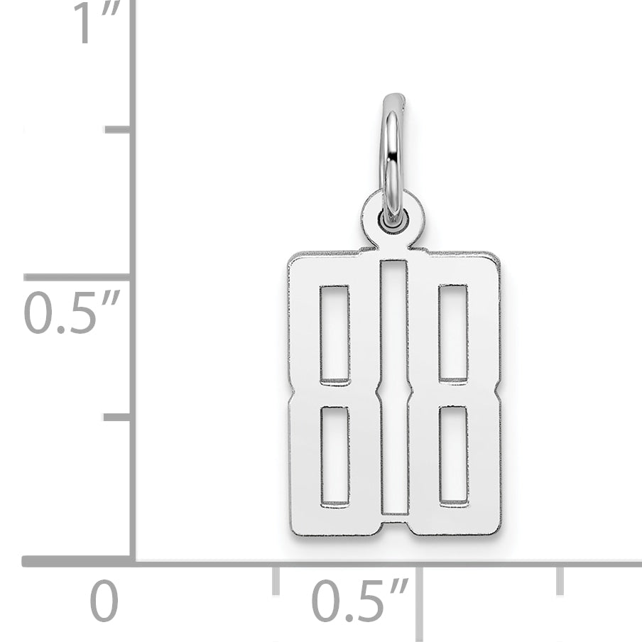 Sterling Silver Silver/Rhodium-Plated Elongated Number 88 Charm