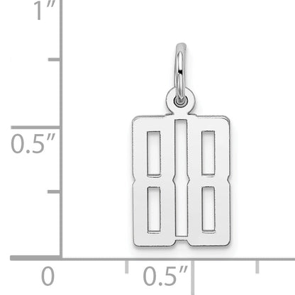 Sterling Silver Silver/Rhodium-Plated Elongated Number 88 Charm