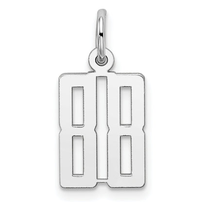 Sterling Silver Silver/Rhodium-Plated Elongated Number 88 Charm