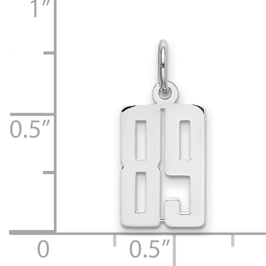 Sterling Silver Silver/Rhodium-Plated Elongated Number 89 Charm