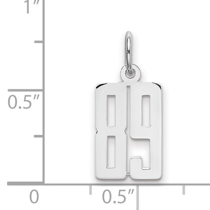 Sterling Silver Silver/Rhodium-Plated Elongated Number 89 Charm