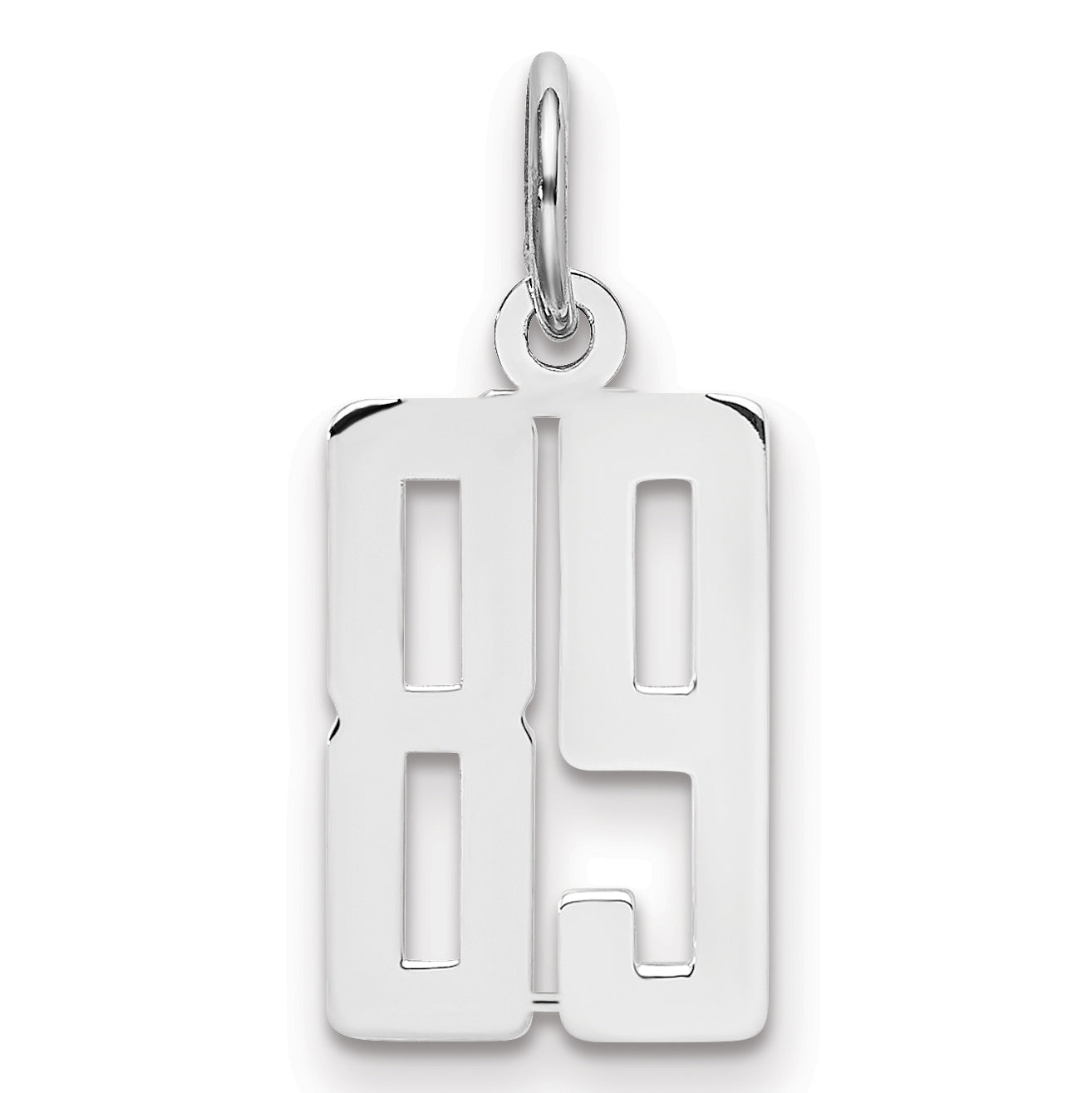Sterling Silver Silver/Rhodium-Plated Elongated Number 89 Charm