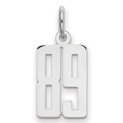 Sterling Silver Silver/Rhodium-Plated Elongated Number 89 Charm