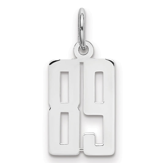 Sterling Silver Silver/Rhodium-Plated Elongated Number 89 Charm