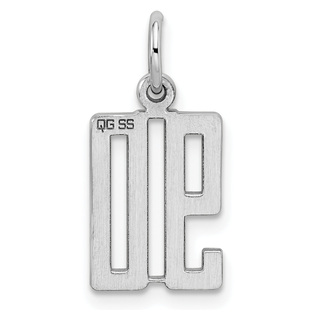 Sterling Silver Silver/Rhodium-Plated Elongated Number 90 Charm