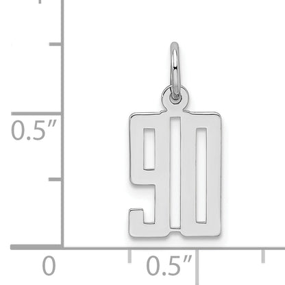 Sterling Silver Silver/Rhodium-Plated Elongated Number 90 Charm