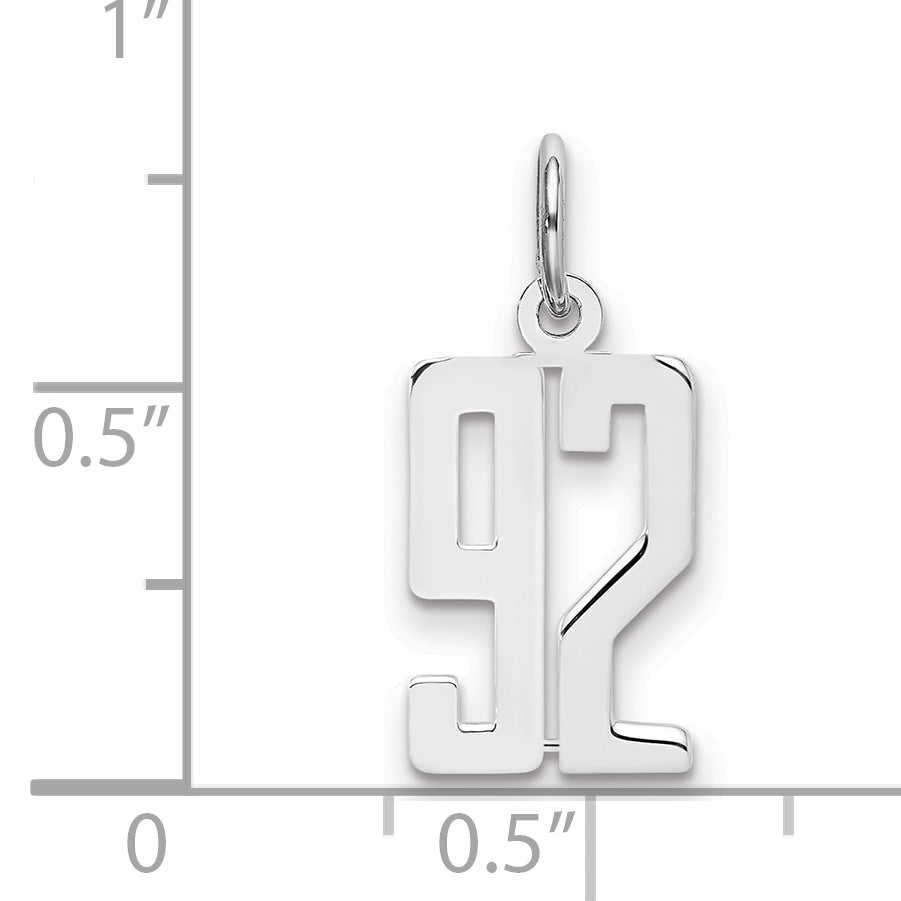 Sterling Silver Silver/Rhodium-Plated Elongated Number 92 Charm