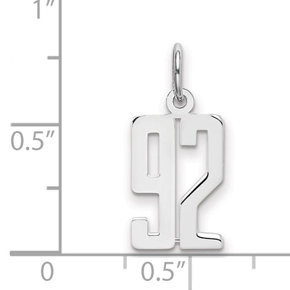Sterling Silver Silver/Rhodium-Plated Elongated Number 92 Charm
