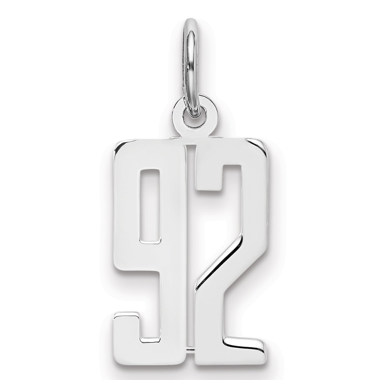 Sterling Silver Silver/Rhodium-Plated Elongated Number 92 Charm