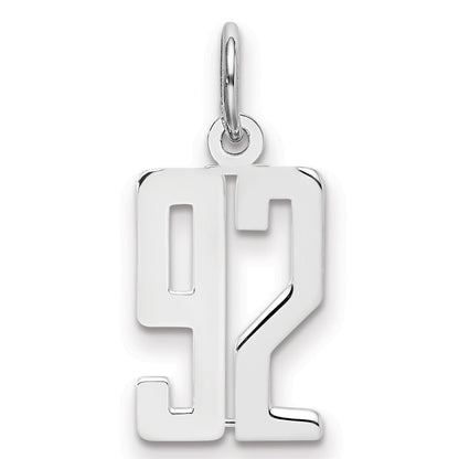 Sterling Silver Silver/Rhodium-Plated Elongated Number 92 Charm