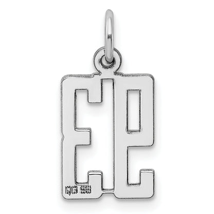Sterling Silver Silver/Rhodium-Plated Elongated Number 93 Charm