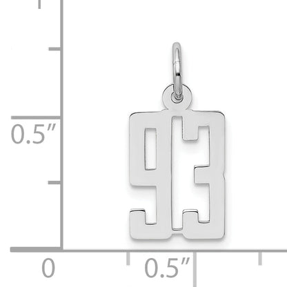 Sterling Silver Silver/Rhodium-Plated Elongated Number 93 Charm