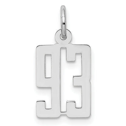Sterling Silver Silver/Rhodium-Plated Elongated Number 93 Charm