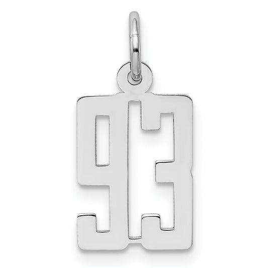 Sterling Silver Silver/Rhodium-Plated Elongated Number 93 Charm