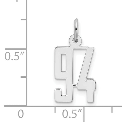 Sterling Silver Silver/Rhodium-Plated Elongated Number 94 Charm