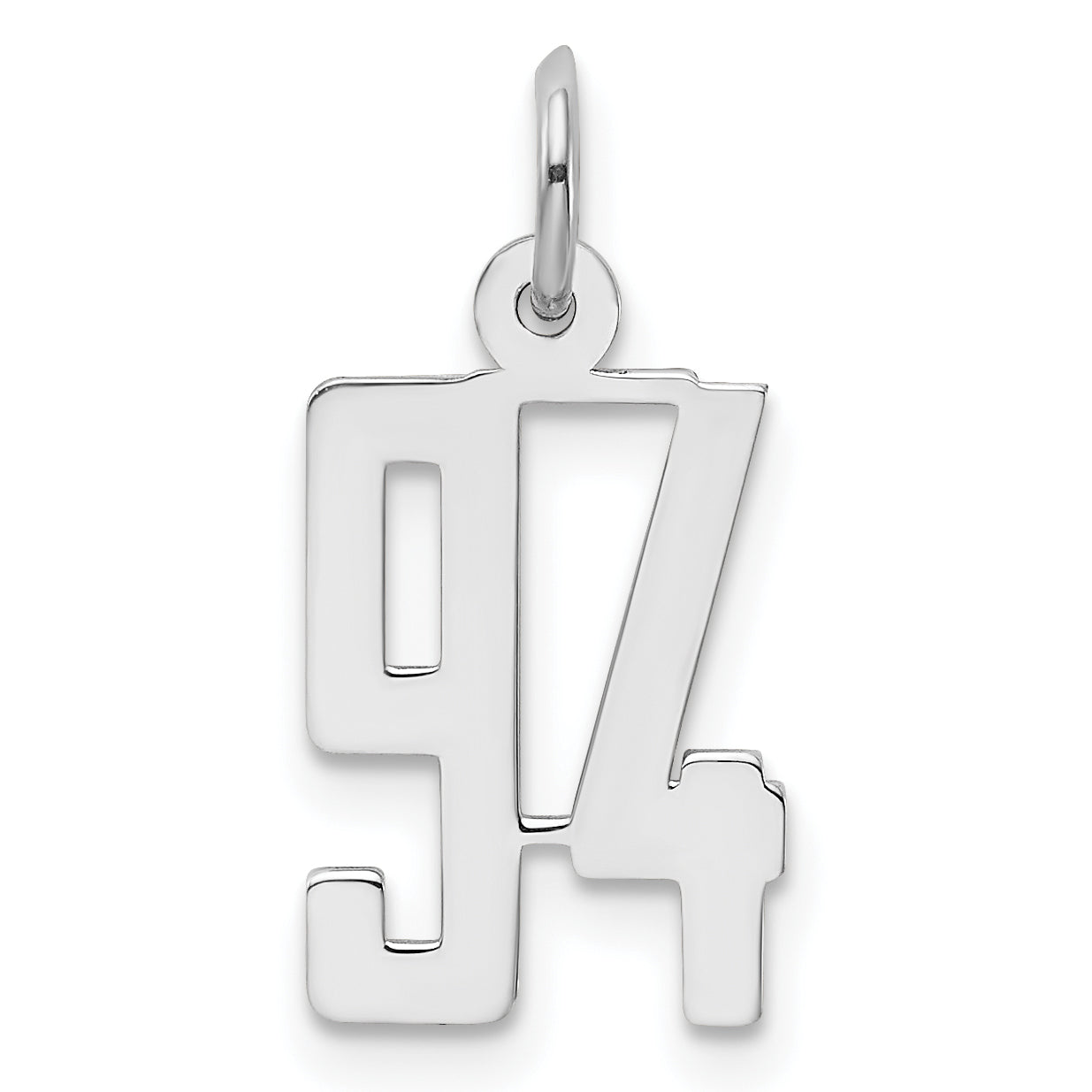 Sterling Silver Silver/Rhodium-Plated Elongated Number 94 Charm