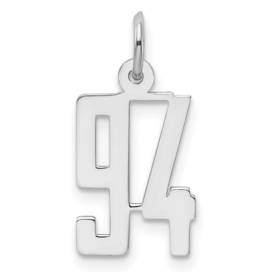 Sterling Silver Silver/Rhodium-Plated Elongated Number 94 Charm