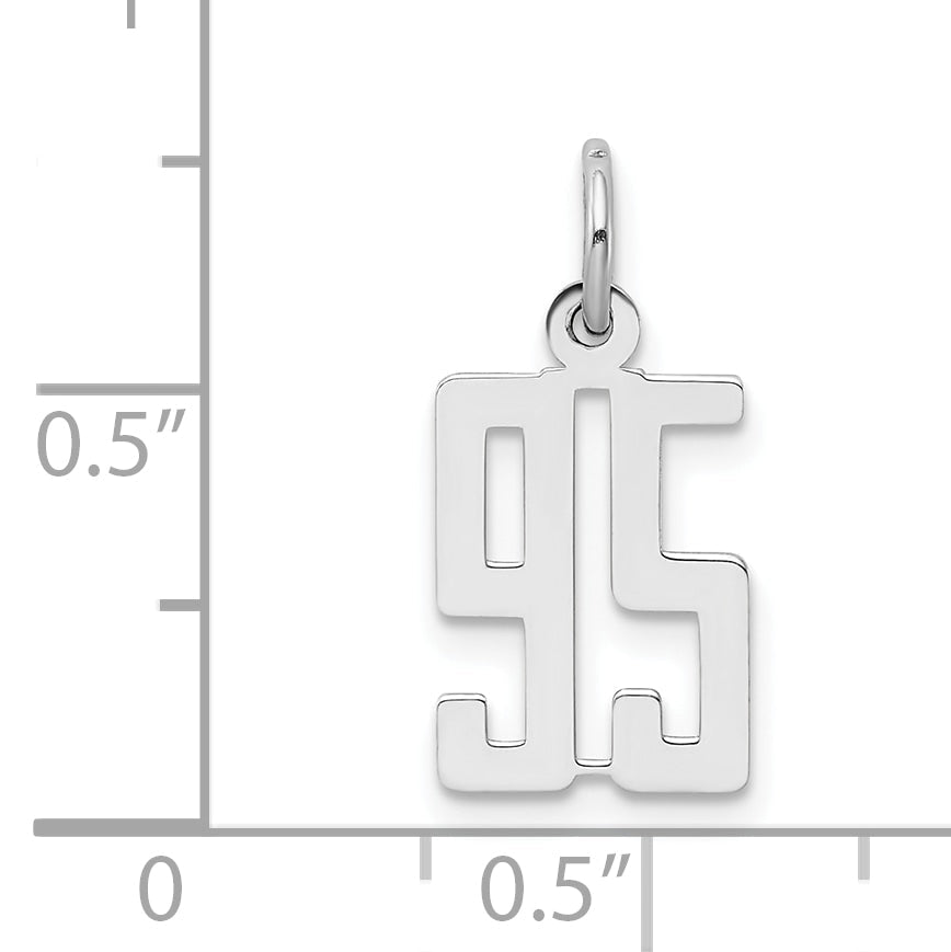 Sterling Silver Silver/Rhodium-Plated Elongated Number 95 Charm