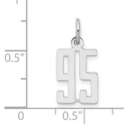 Sterling Silver Silver/Rhodium-Plated Elongated Number 95 Charm
