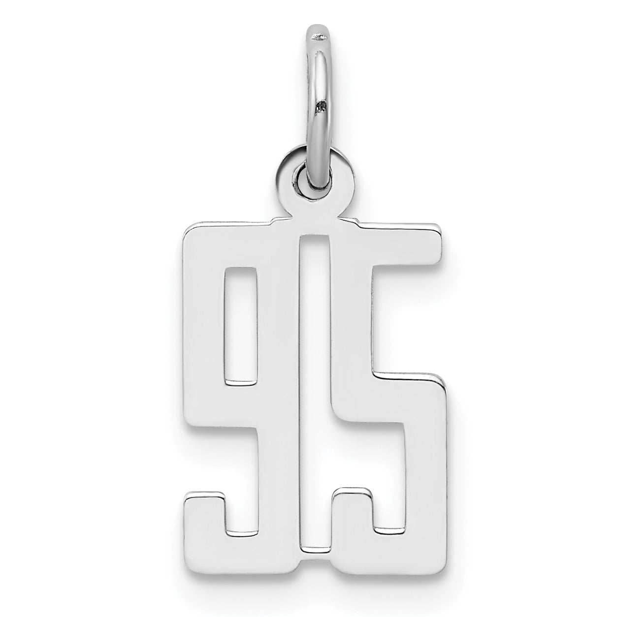 Sterling Silver Silver/Rhodium-Plated Elongated Number 95 Charm