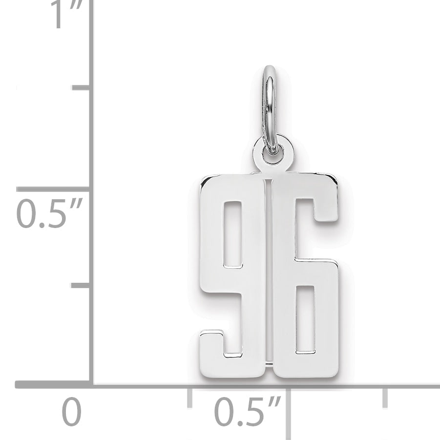 Sterling Silver Silver/Rhodium-Plated Elongated Number 96 Charm
