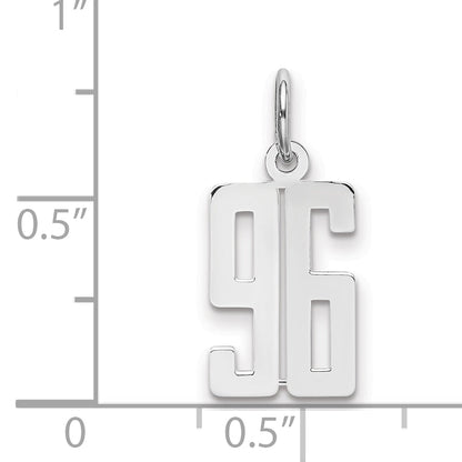 Sterling Silver Silver/Rhodium-Plated Elongated Number 96 Charm