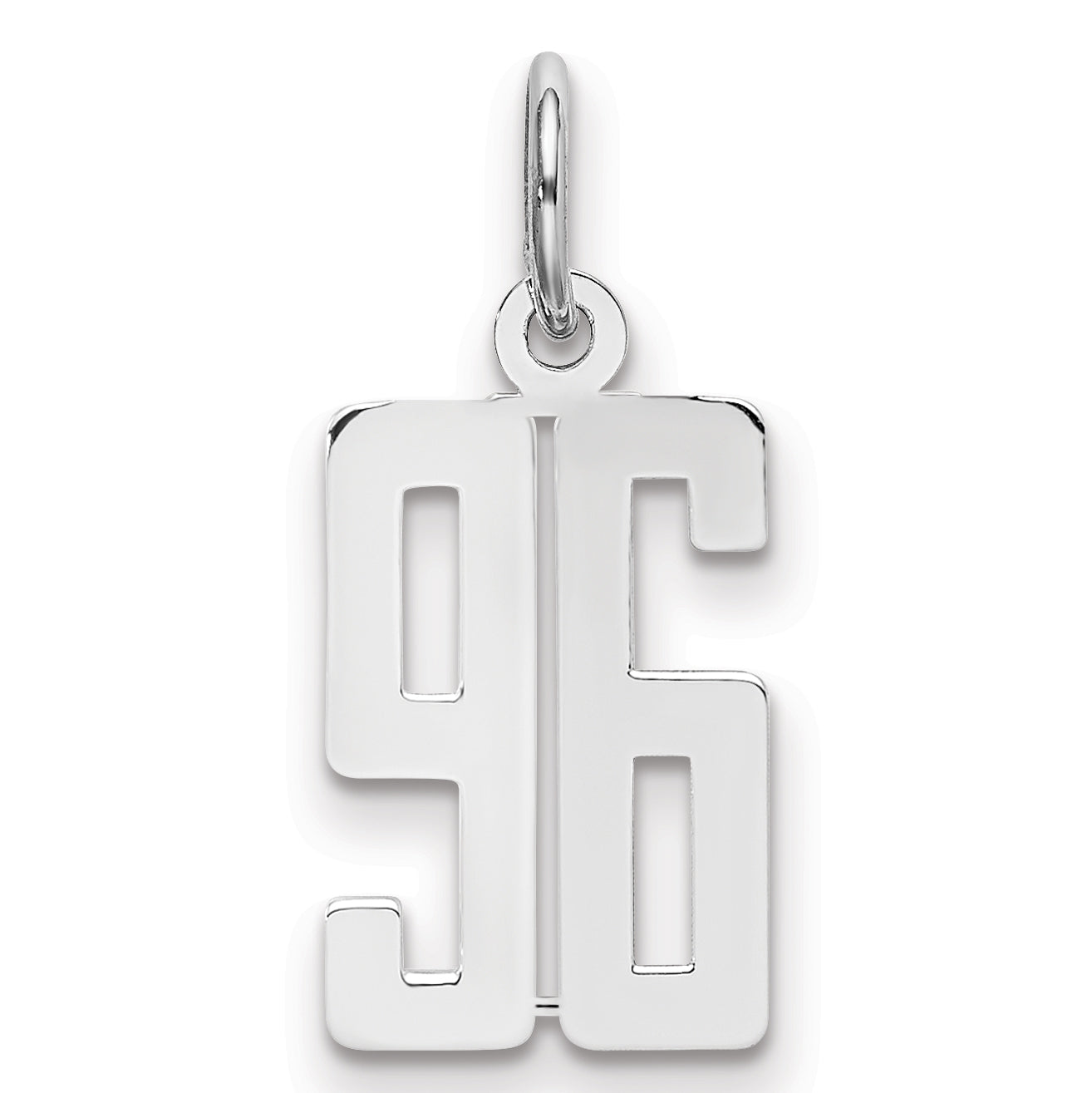 Sterling Silver Silver/Rhodium-Plated Elongated Number 96 Charm