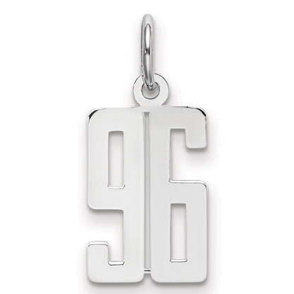 Sterling Silver Silver/Rhodium-Plated Elongated Number 96 Charm
