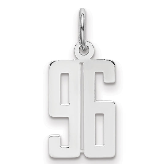 Sterling Silver Silver/Rhodium-Plated Elongated Number 96 Charm