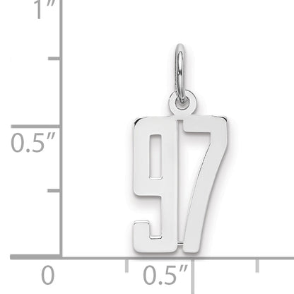 Sterling Silver Silver/Rhodium-Plated Elongated Number 97 Charm