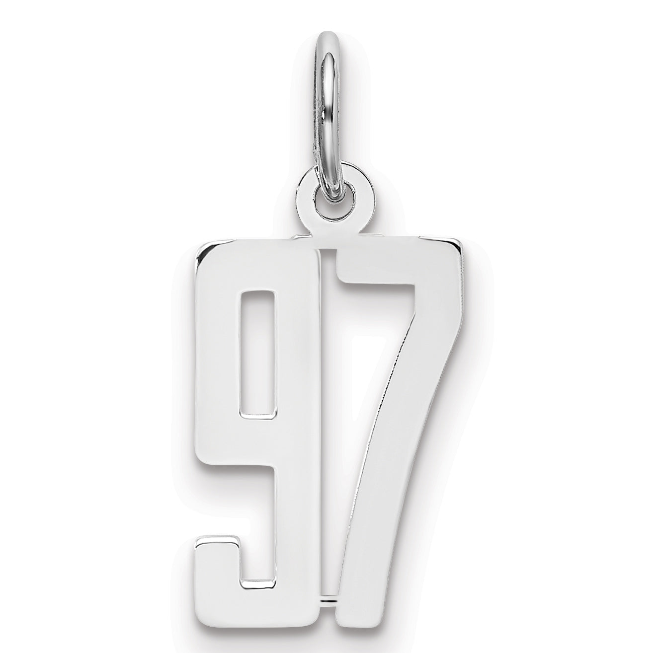Sterling Silver Silver/Rhodium-Plated Elongated Number 97 Charm
