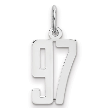 Sterling Silver Silver/Rhodium-Plated Elongated Number 97 Charm