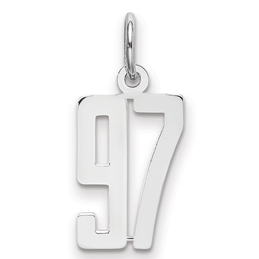 Sterling Silver Silver/Rhodium-Plated Elongated Number 97 Charm