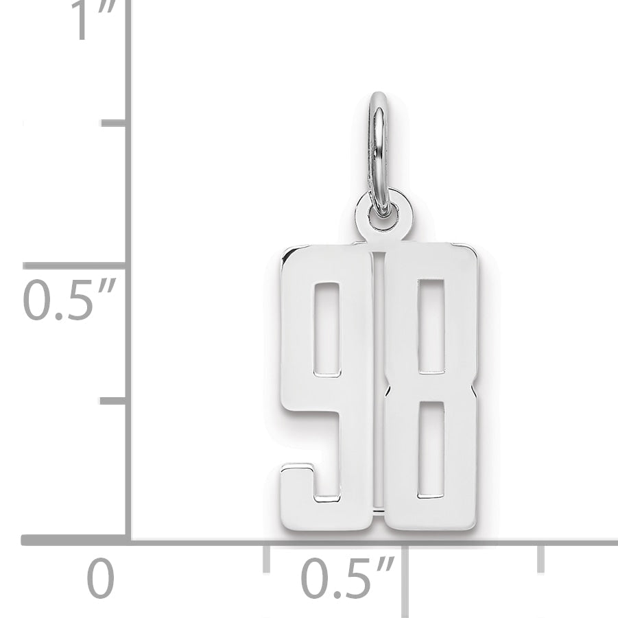 Sterling Silver Silver/Rhodium-Plated Elongated Number 98 Charm