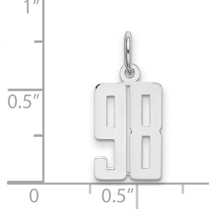Sterling Silver Silver/Rhodium-Plated Elongated Number 98 Charm