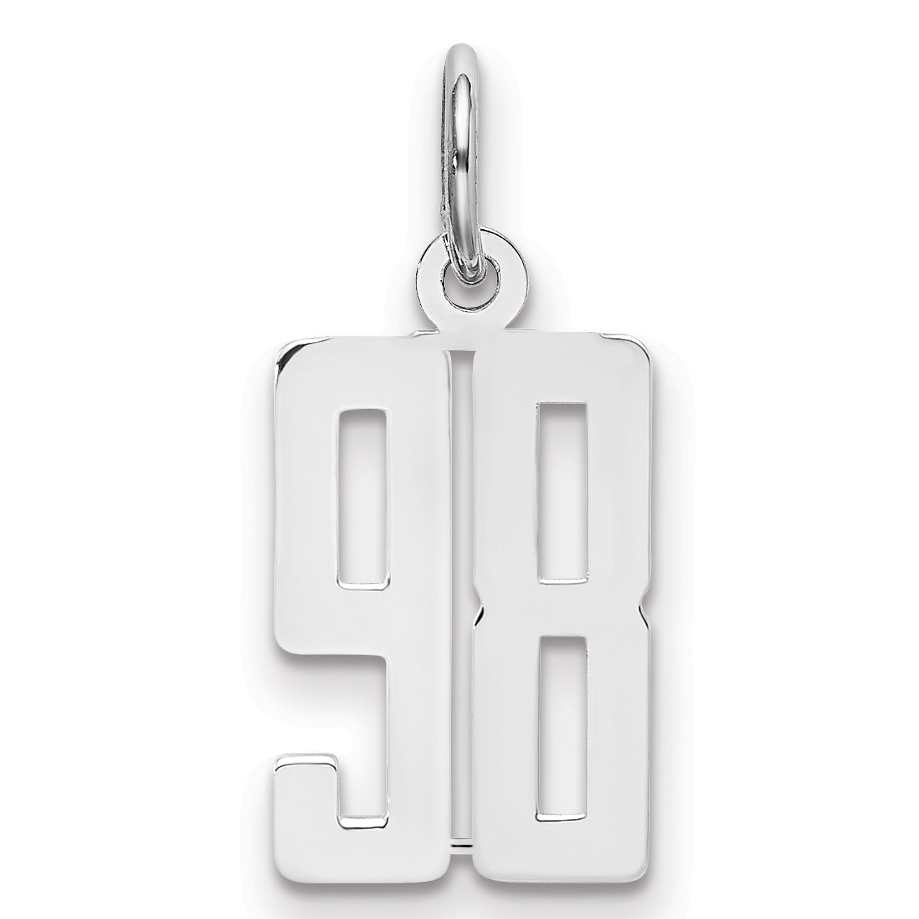 Sterling Silver Silver/Rhodium-Plated Elongated Number 98 Charm
