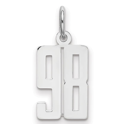 Sterling Silver Silver/Rhodium-Plated Elongated Number 98 Charm