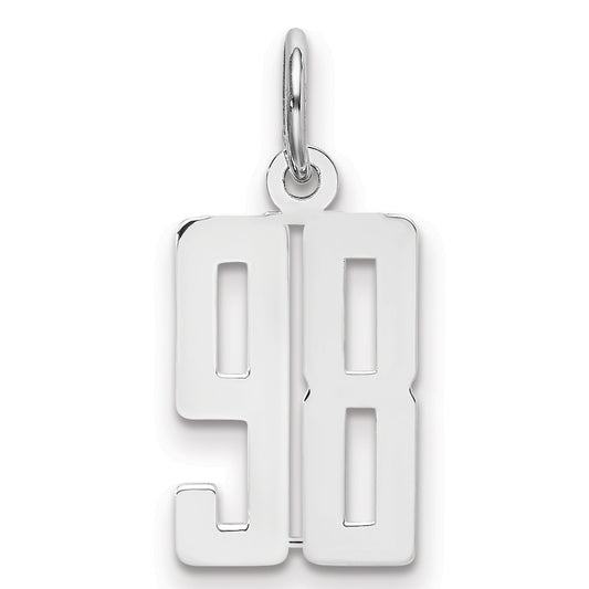 Sterling Silver Silver/Rhodium-Plated Elongated Number 98 Charm